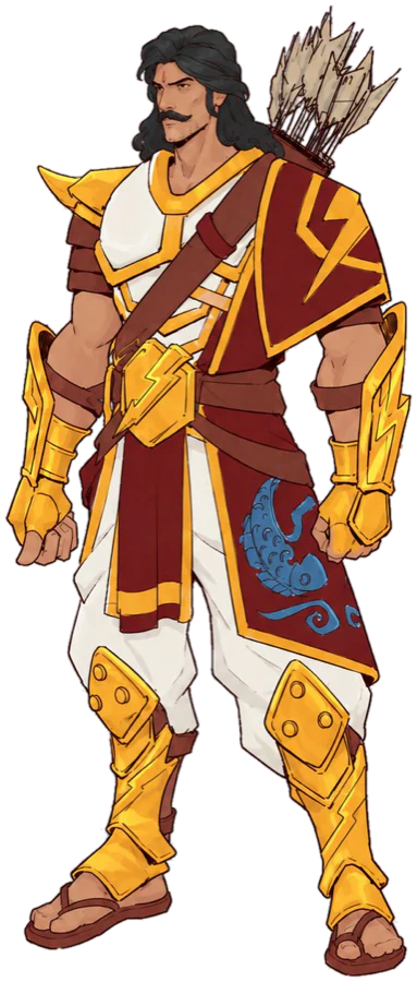 Arjuna character design, front view